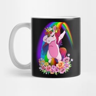 Dabbing Unicorn T Shirt Rainbow Pattern Shirt for Boys Girls Mug